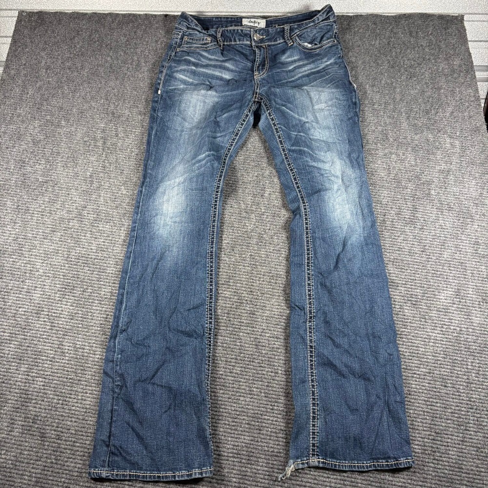 Daytrip Virgo Bootcut Jeans Womens 31XL Blue Fair Distressed Thick Stitch Vtg